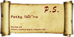 Petky Sára névjegykártya